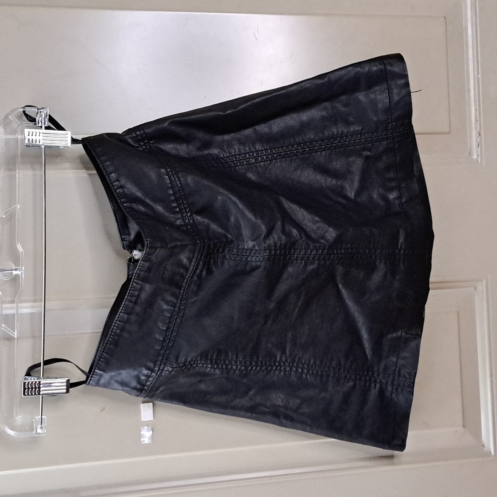 Free People Black Leather Mini Skirt